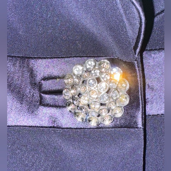 Sioni Navy Blue Designer Rhinestone Button Luxury Glamorous Blazer, Jacket, Sz 8 - Picture 4 of 12